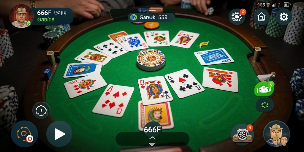 Tampilan gameplay seru dari 666F saat bermain Gaple dengan teman.