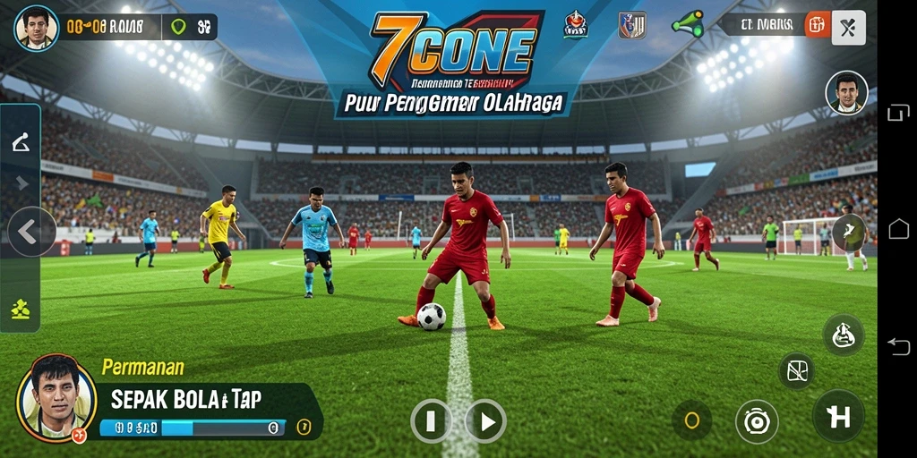 Tampilan gameplay sepak bola yang mendebarkan di 7CONE.