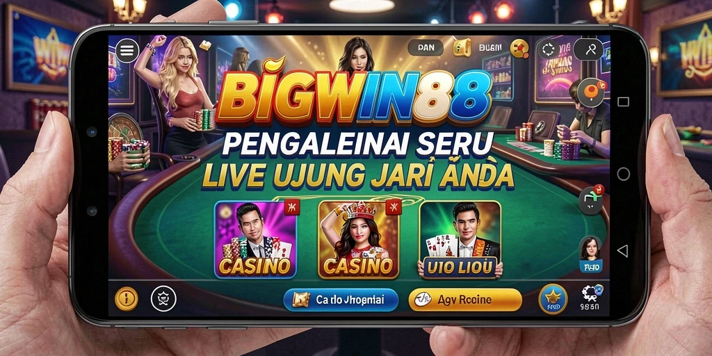 Gameplay seru BIGWIN88 menunjukkan dealer langsung dan permainan kasino.