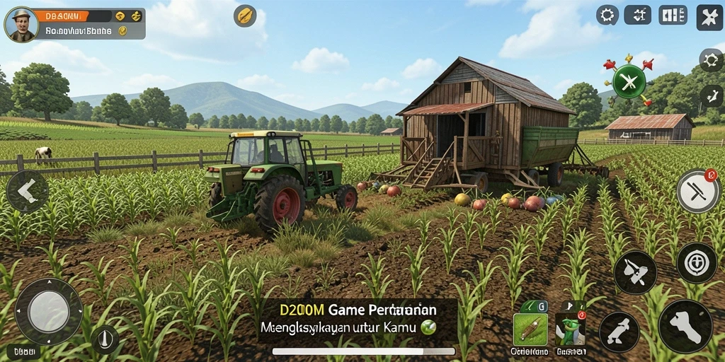 Tampilan gameplay D200M yang menggugah semangat bertani.