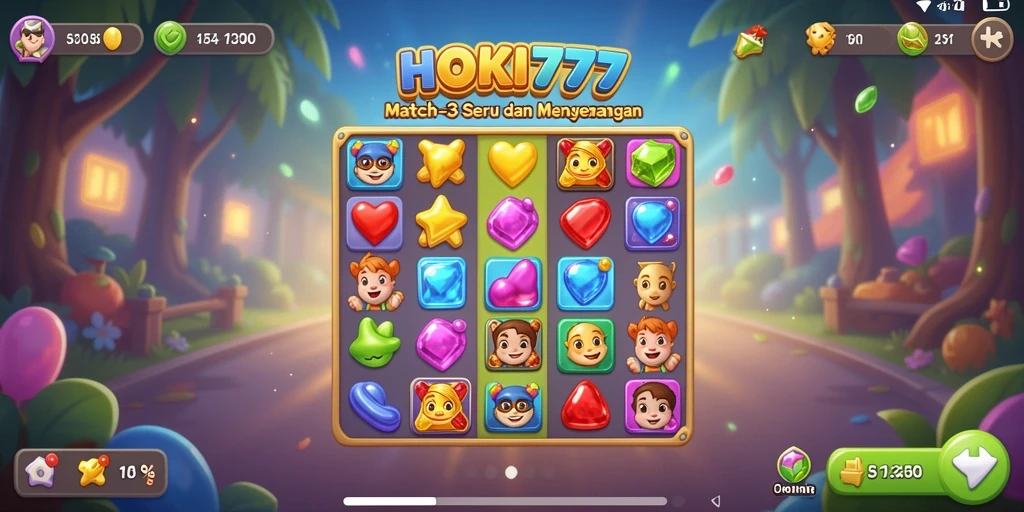Tampilan gameplay seru HOKI777 dalam kategori Match-3.