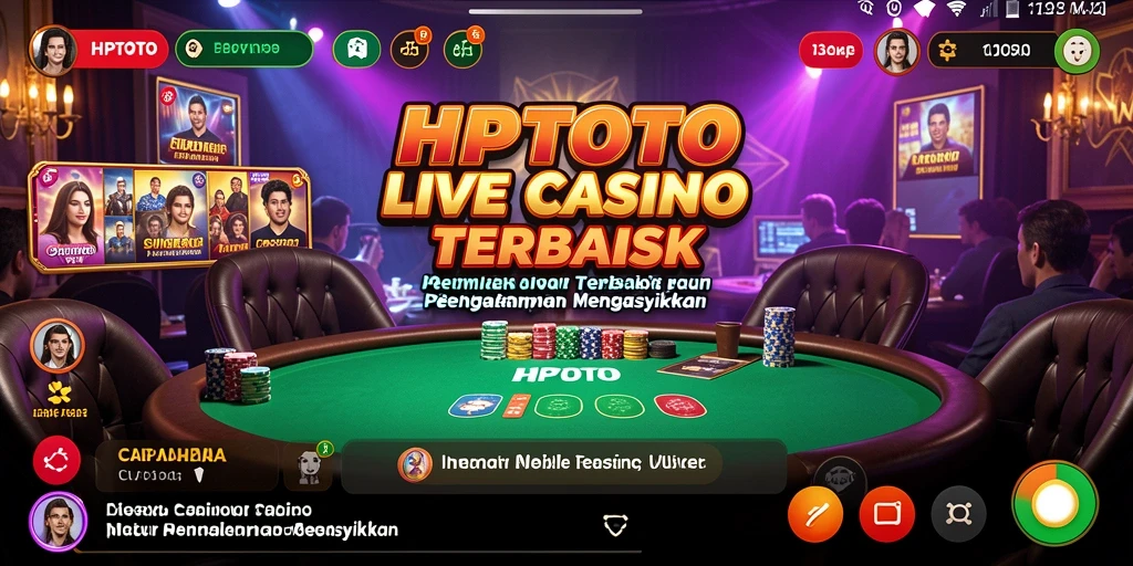Screenshot gameplay HPTOTO menampilkan dealer langsung dalam permainan Live Casino.