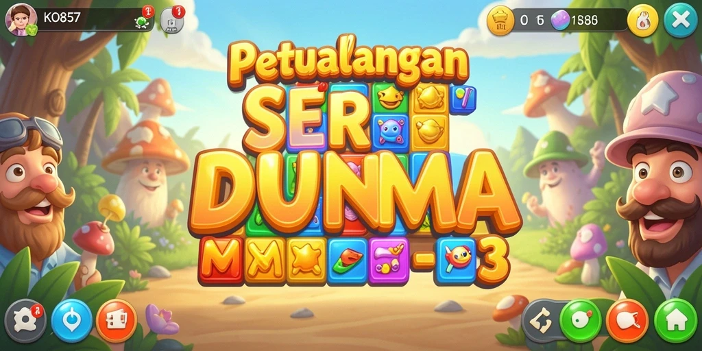 Screenshot KO857 menampilkan gameplay Match-3 yang berwarna dan menyenangkan.