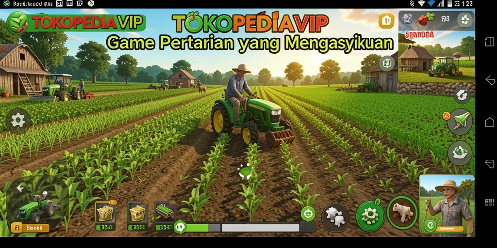 Tampilan gameplay TOKOPEDIAVIP yang menampilkan kebun yang subur.