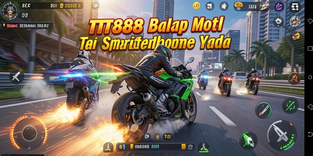 Gameplay seru TTT888 dengan balapan motor mendebarkan.