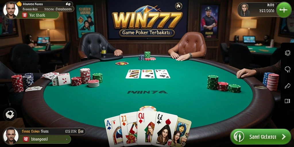 Tampilan gameplay seru dalam aplikasi poker WIN777.
